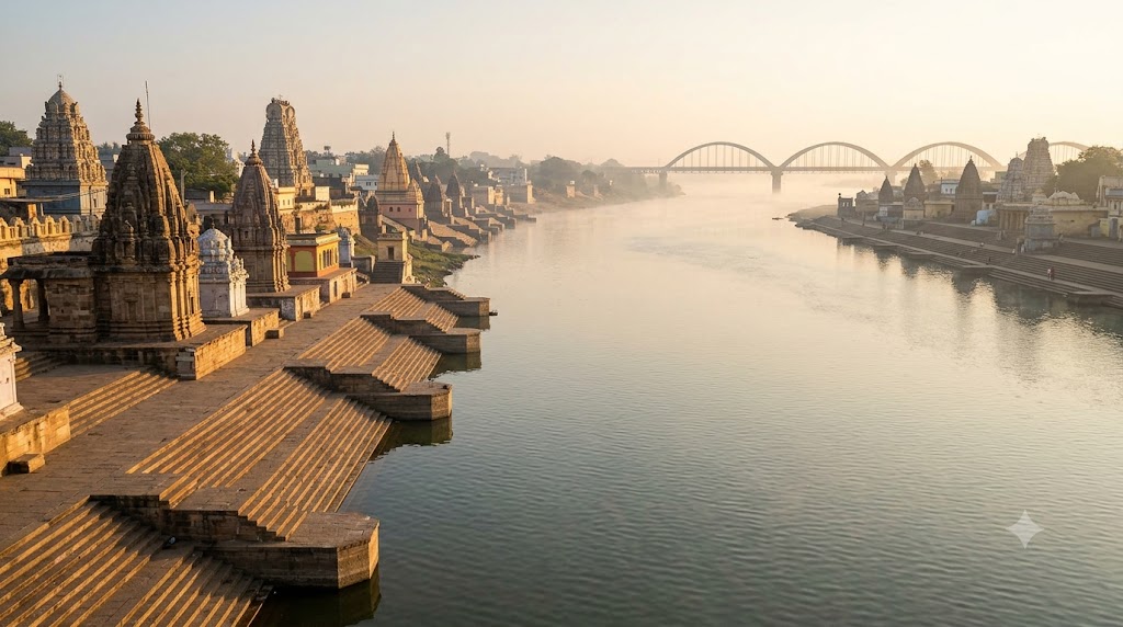Godavari Pushkaralu 2027 accommodation hub at Rajahmundry ghats on the Godavari river