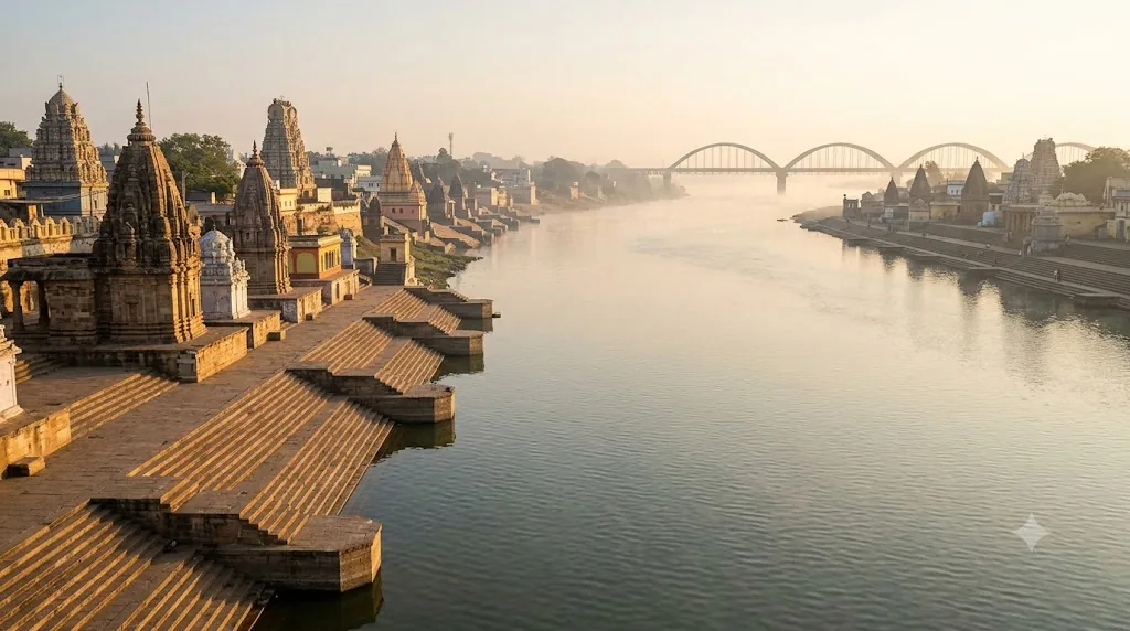 Godavari Pushkaralu 2027 accommodation hub at Rajahmundry ghats on the Godavari river