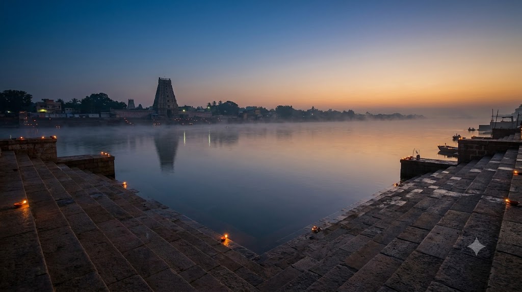 Pushkara Snanam timing at a Godavari ghat during Brahmi Muhurtham before sunrise