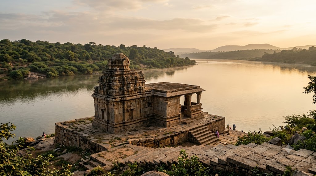Kotilingala Temple Pushkaralu 2027 site — ancient Shiva shrine on the Godavari, Jagtial